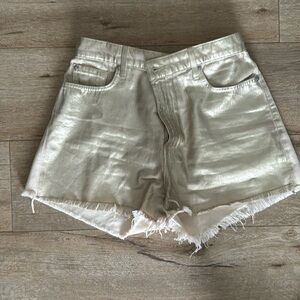 7 for all mankind gold and cream high waisted shorts 31
